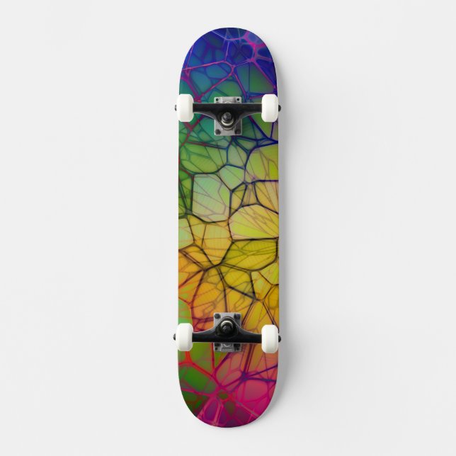 Helles, farbiges Web Abstrakt Skateboard (Vorderseite)