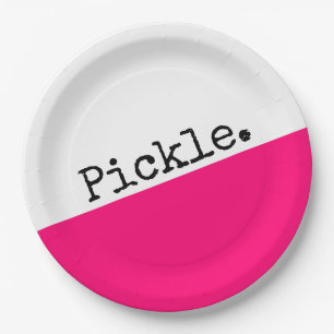 Helles, feines rosa Farbblock Niedlich Pickleball  Pappteller