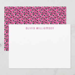 Helles, feines rosa Tierdrucknotecard Mitteilungskarte