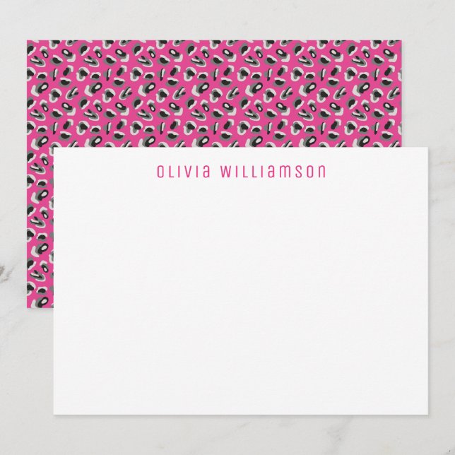 Helles, feines rosa Tierdrucknotecard Mitteilungskarte (Vorne/Hinten)