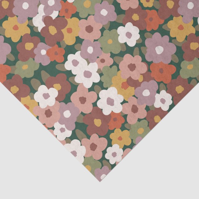 Helles festliches Herbstblumenmuster  Seidenpapier (Ausschnitt)