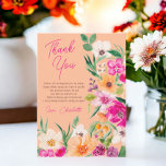 Helles, fett formatiertes Brautparty von Blume Dankeskarte<br><div class="desc">Mit diesem eleganten,  hellen und kühlen,  modernen Sommer-Blume-Illustration im Frühjahr mit hübscher übergroßer Blume und Pinsel-Script-Brautparty bedanken Sie sich bei einer Karte mit einer modernen Kalligraphie-Typografie mit leuchtendem Neonrot,  Orange,  Grün und Gelb auf Pfirsich</div>
