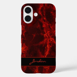 Helles Feuer rot polierter Marmorstein mit Namen iPhone 16 Hülle