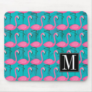 Helles Flamingo-Muster   addieren Ihre Initiale Mousepad