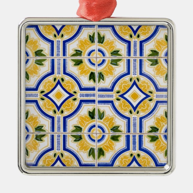 Helles Fliesenmuster, Portugal Ornament Aus Metall (Vorne)