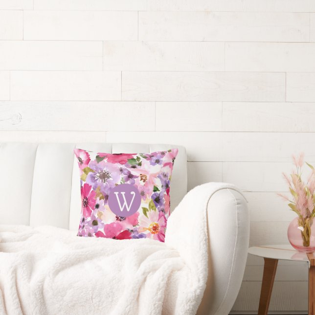 Helles, florales, grammatisches Pillow Kissen (Liege)