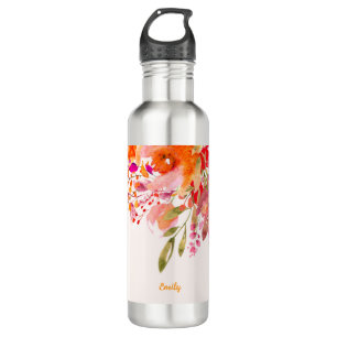 Helles florales romantisches Individuelle Name Edelstahlflasche