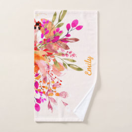 Helles florales romantisches Individuelle Name Handtuch