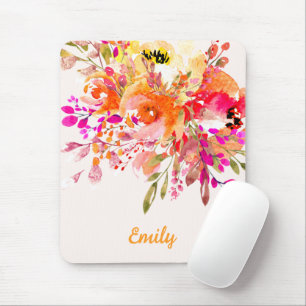 Helles florales romantisches Individuelle Name Mousepad