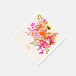 Helles florales romantisches Individuelle Name Serviette