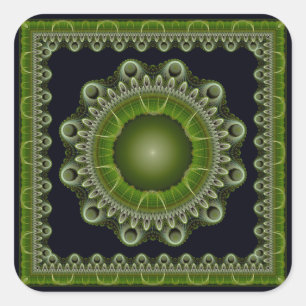 Helles Fraktal Mandala Quadratischer Aufkleber