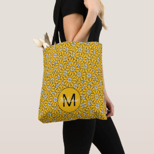 Helles Gelb Florales Muster Personalisiert Tasche