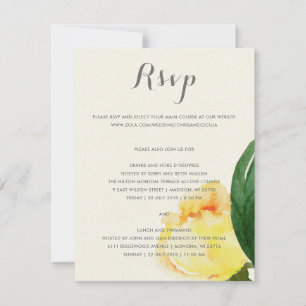 HELLES GELBES AOUARELL-BLUMEN-HOCHZEITSKARTE RSVP KARTE