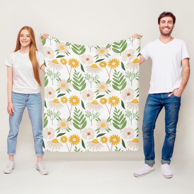Helles gelbes Blumenmuster-Fleece (3 Größen) Fleecedecke (Beispiel)