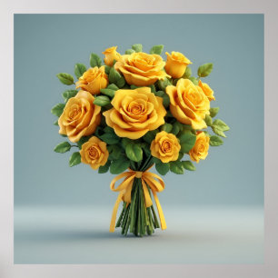Helles gelbes Rosenbouquet Poster