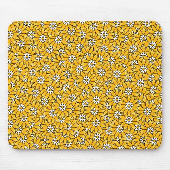 Helles gelbes überlappendes Blumenmuster Mousepad (Vorne)
