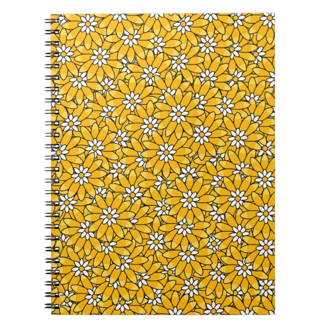 Helles gelbes überlappendes Blumenmuster Notizblock (Vorderseite)