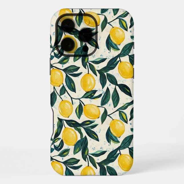 Helles Gelbes Zitronenmuster iPhone 16 Pro Max Hülle (Rückseite)