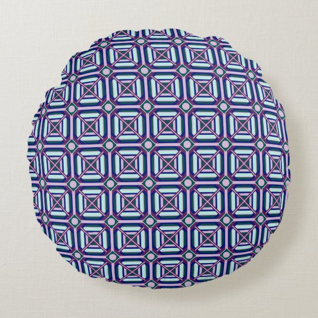 Helles geometrisches Design Rundes Kissen (Vorderseite)