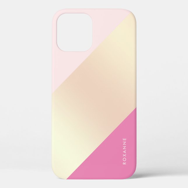 Helles geometrisches Kupfergold und heißrosa Case-Mate iPhone Hülle (Rückseite)