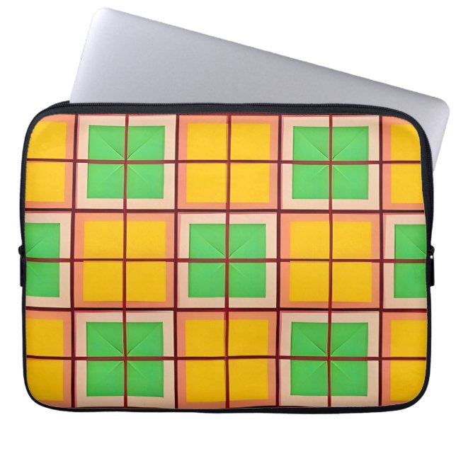 Helles geometrisches Muster mit symmetrischen Form Laptopschutzhülle (Vorderseite)
