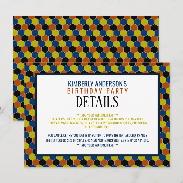 Helles geometrisches Muster, moderne Geburtstagsde Einladung (Vorne/Hinten)