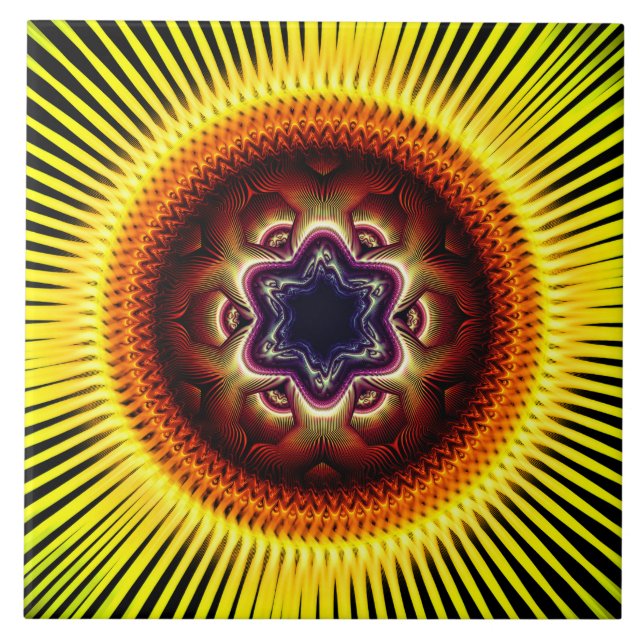 Helles, glänzendes psychedelisches Dekor Fliese (Vorderseite)