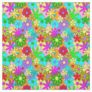 Helles glückliches Blumen-Gewebe Stoff