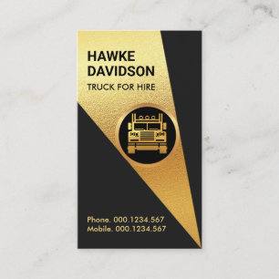 Helles Gold-Spotlight auf Semi Truck Visitenkarte