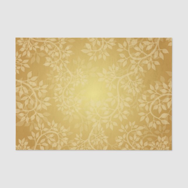 Helles goldenes Blatt- und Rebemuster Seidenpapier (Vorderseite)