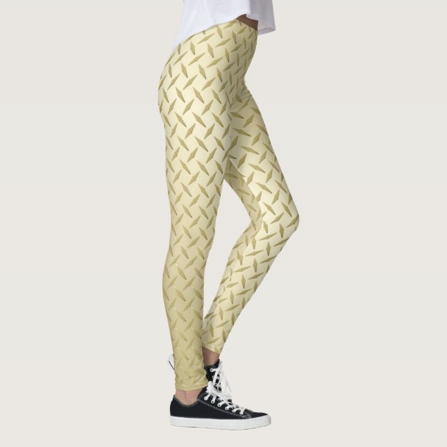 Helles goldenes Diamantlattmuster Leggings (Rechts)