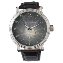 Helles goldenes Sagittarius Armbanduhr