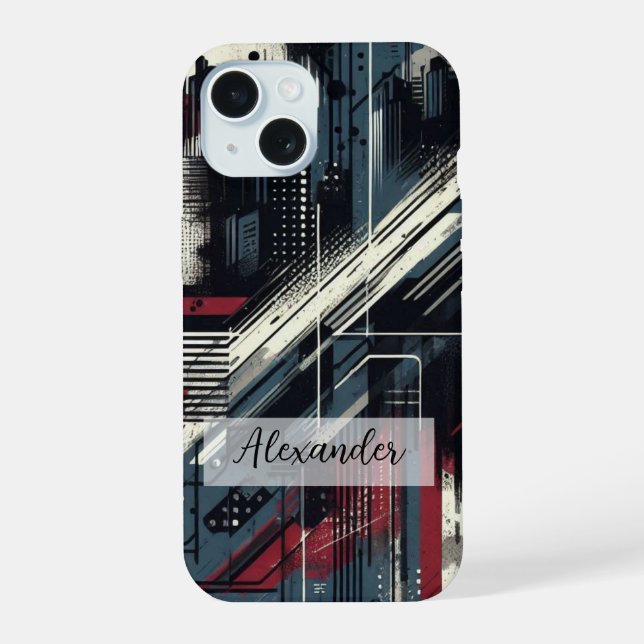 Helles Graffiti Art Phone Case mit mehreren Kompon iPhone 15 Hülle (Rückseite)