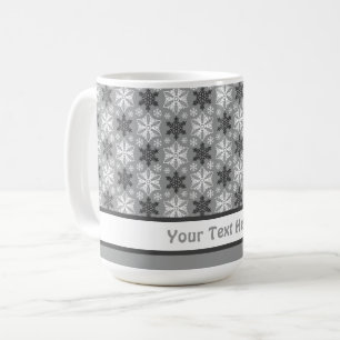 Helles, graues Schwarz Winter Weißes Schneeflocken Kaffeetasse