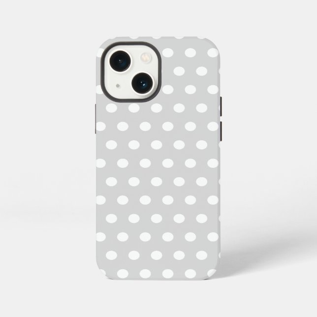 Helles, graues und weißes Polka Dot Muster. iPhone Hülle (Rückseite)