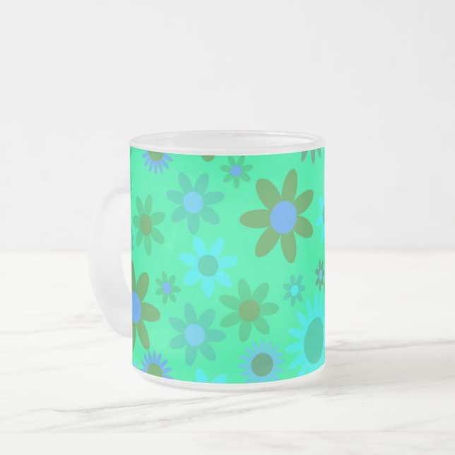 Helles Green Blume Power Pattern Mattglastasse (Vorderseite Links)