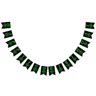 Helles Green Irish Celtic Knot Design auf schwarz Wimpelkette