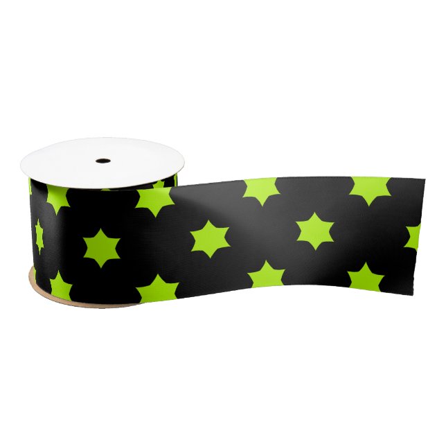 Helles Green Star Muster Satinband (Spule)