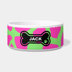 Helles Grün und Hot Pink Personalisiert Napf