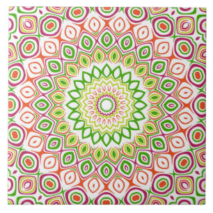 Helles Grün und Magenta Mandala-Muster Fliese
