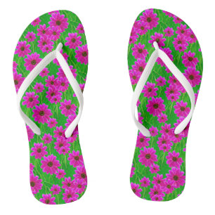 Helles, grünes und rosa Blume-Muster Flip Flops