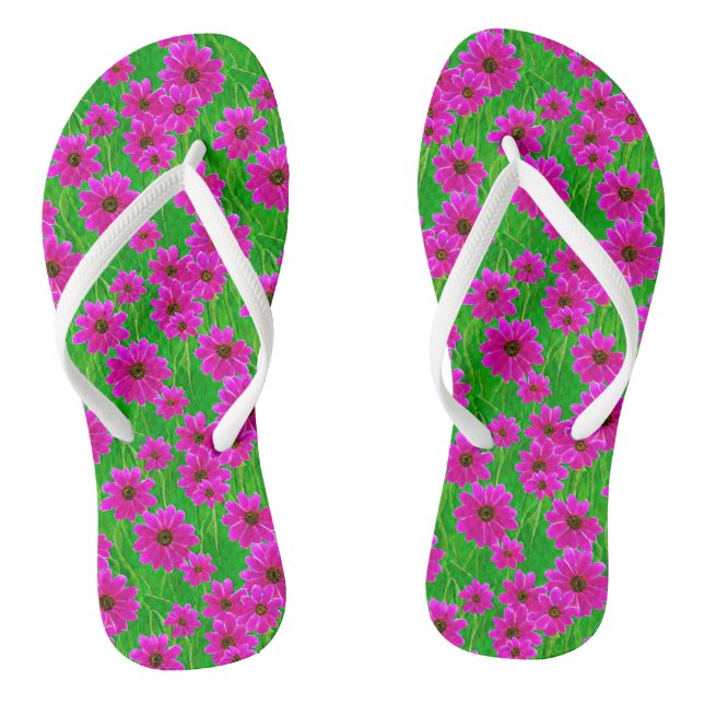 Helles, grünes und rosa Blume-Muster Flip Flops (Fußbett)