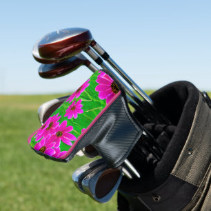 Helles, grünes und rosa Blume-Muster Golf Headcover