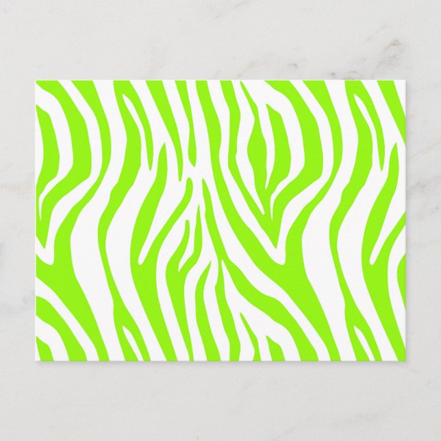 Helles grünes Zebra-Tierbild Postkarte (Vorderseite)