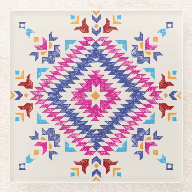Helles, handGezeichnet Tribal Design Element. Glasuntersetzer (Vorderseite)