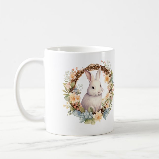 Helles Hasen mit Frühlingsblumen BLANK Kaffeetasse (Links)