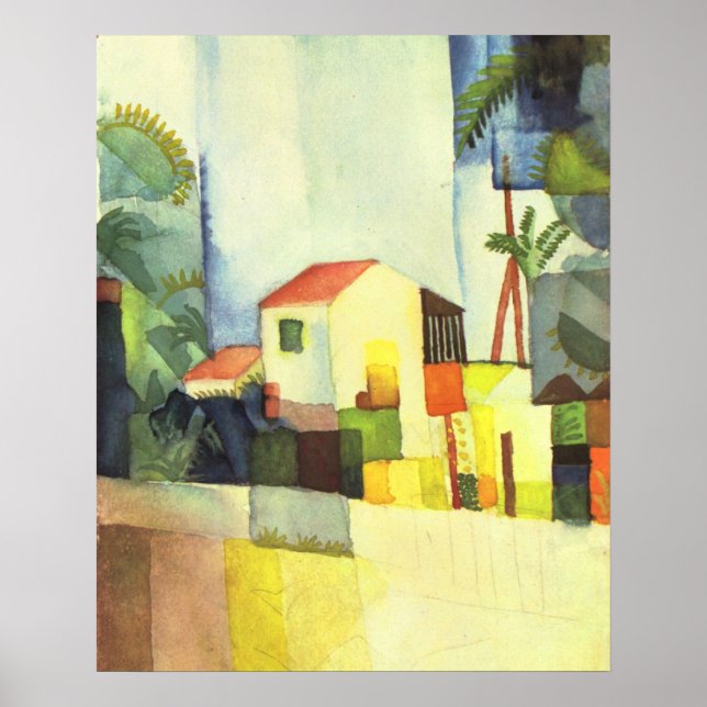 Helles Haus von August Macke Poster (Vorne)