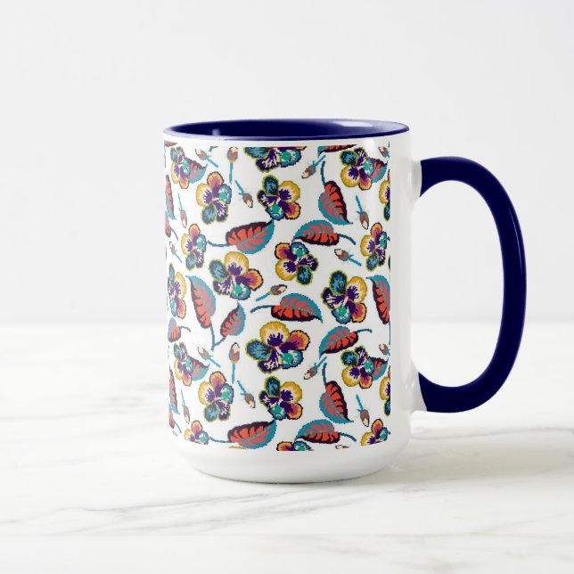 Helles Hibiskus-Muster des Monogramm-| Tasse (Rechts)