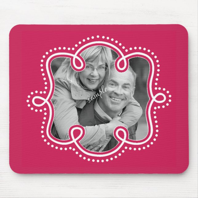 Helles Himbeerrosa gekritzeltes Rahmen-Foto Mousepad (Vorne)