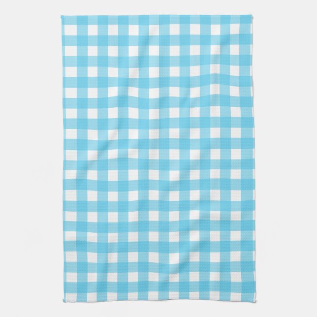 Helles Himmelblau Gingham Geschirrtuch (Vertikal)